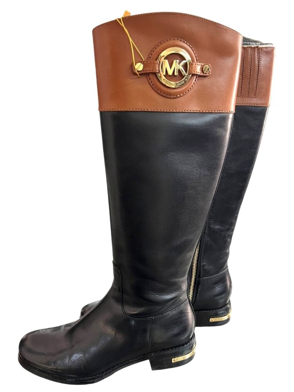 Michael Kors Black & Brown Leather Riding Boots Size 7M - Picture 2 of 11